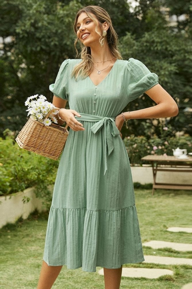 Light Green Boho Dress | Bohemian Style